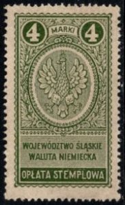 1920 Poland Local Revenue 4 Marek Silesia Province General Tax Duty Unused