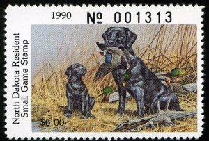 United States, Duck Hunting - State #ND56 Cat$15, North Dakota, 1990 $6 Labra...