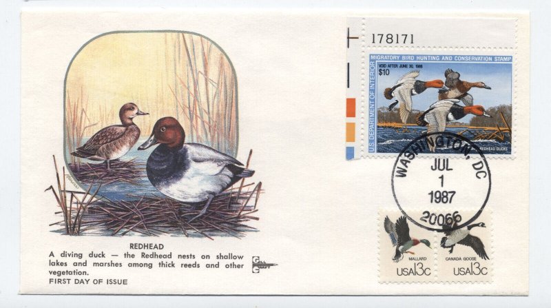 1987 duck stamp plate single first day cover gillcraft cachet [6525.212]