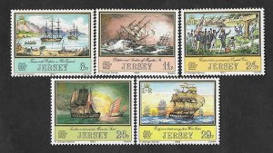 SE)1983 JERSEY SHORT BOAT SERIES, 5 STAMPS MNH