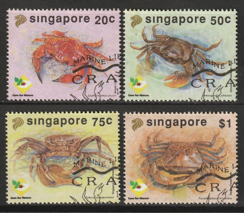 Singapore 1992 Marine Life Series - Crabs set of 4V CTO SG#698-701