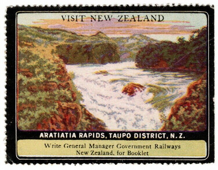 (I.B) New Zealand Cinderella : Government Railways Label (Aratiatia Rapids)