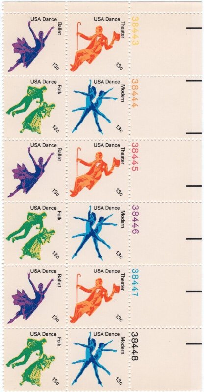 Scott #1752a American Dance (Ballet) Plate Block of 12 Stamps - MNH