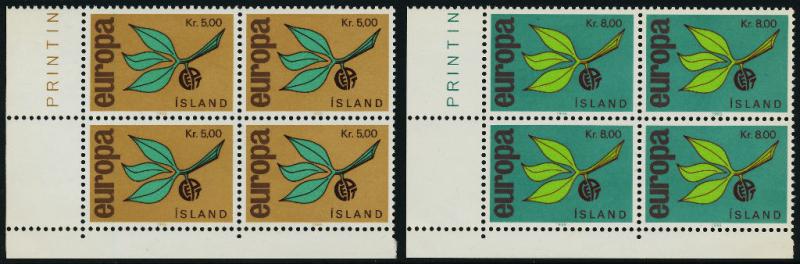 Iceland 375-6 BL Blocks MNH Europa 