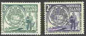 Norfolk Is. # 19-20 First Settlers   (2)  Mint NH