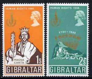GIBRALTAR - 1968 - Human Rights Year - Perf 2v Set - Mint Never Hinged