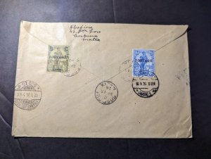 1926 Registered British Malta Cover Cospicua to Frankfurt am Main Germany