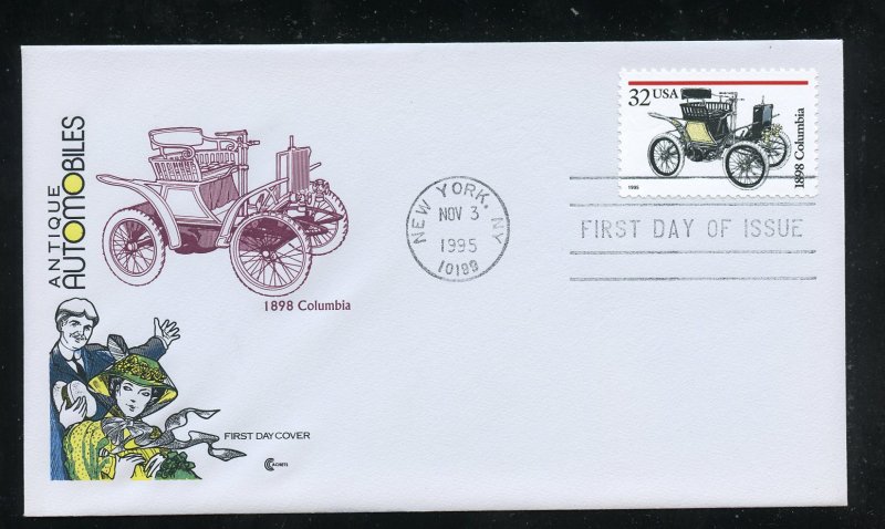 US 3021 Antique Automobiles 1898 Columbia UA CCC Cover Craft cachet FDC insert