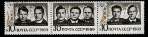 Russia Scott 3655-3657 = 3756a strip set MH*