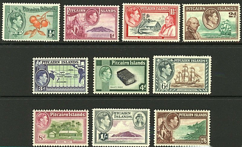 Pitcairn Islands 1940 KGVI pictorial set ½d to 2/6d sg1/8 cv£85 (10v) Min Stamps