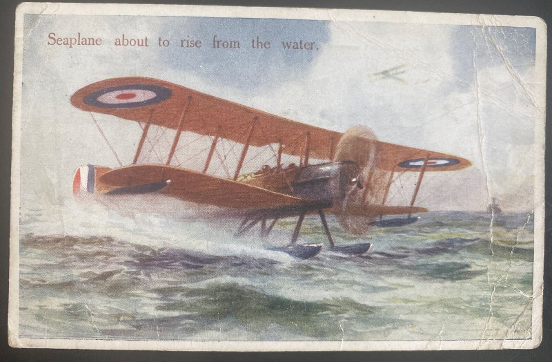 1919 Weston England Picture Postcard Cover To  Mahern Seaplane About To Rise 