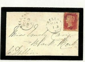 GB Cover IRELAND 1863 *Kells* Duplex Penny Red Blackrock {samwells-covers} NN298