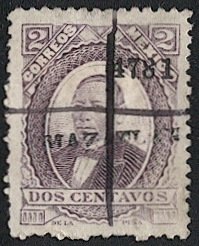 MEXICO 1879 Sc 124 2c Juarez Used, pen cancel, MAZATLAN / 4781 Dist Overprint