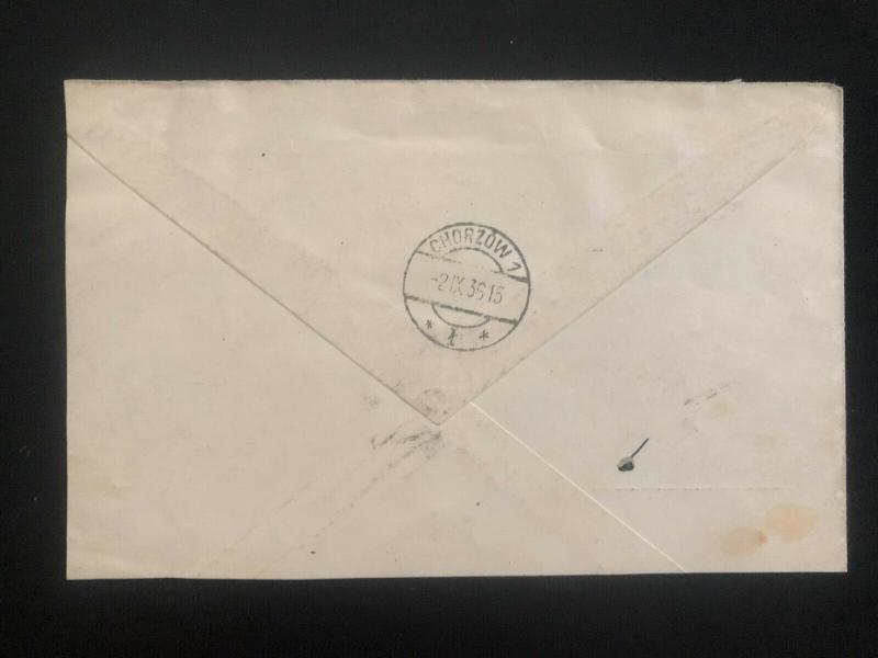 1936 Poland Balloon Gorden Bennett Flight Airmail cover 