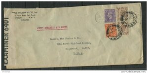 Great Britain 1942   Cover revenue  London- USA Censored