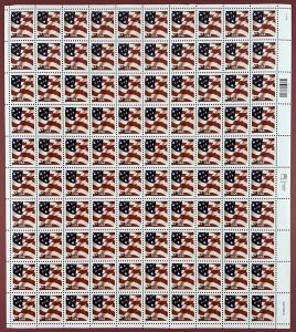 Scott 3629f WAVING FLAG Sheet of 100 US 37¢ Stamps MNH 2002