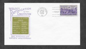 U S 835 Constitution Ratification FDC ioor Cachet!
