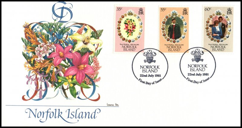 Norfolk Island 280-282 Royal Wedding Fleetwood U/A FDC