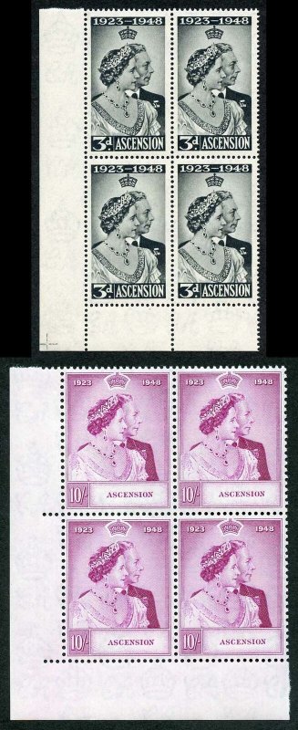 Ascension Is 1948 Royal Silver Wedding SG50/1 U/M (MNH) BLOCK OF 4