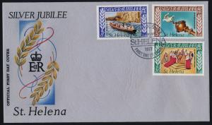 St Helena 311-3 on FDC - Queen Elizabeth Silver Jubilee, Ships