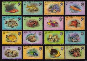 BELIZE Sc# 699 - 714 MNH FVF Set16 Perf15 Fish Coral Slug