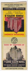 Canada Revenue 1/5¢ Excise Tax Matchbook THE LORD ELGIN HOTEL Ottawa
