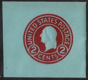 SC#U432 2¢ Washington Cut Square: Full Corner (1916) Unused