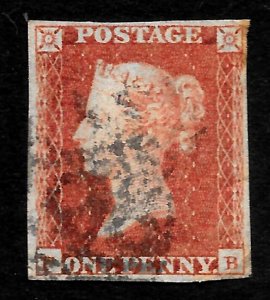 GB  QV 1841 SG8, 1d red-brown imperf (FB)