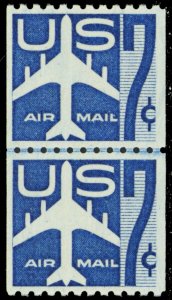 C52, Mint VF NH 7¢ SMALL HOLES LINE PAIR PFC Certificate * Stuart Katz