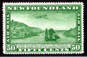 AM11, NSSC, Newfoundland, 50c, Air Mail, F/VF, MLHOG, p. 14.3, Airplane and Pack