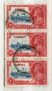 JAMAICA; 1935 early GV Jubilee issue fine used 1d. STRIP of 3