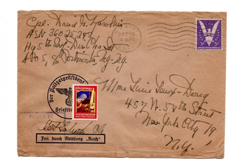 1945 : army - letter on old german letter,