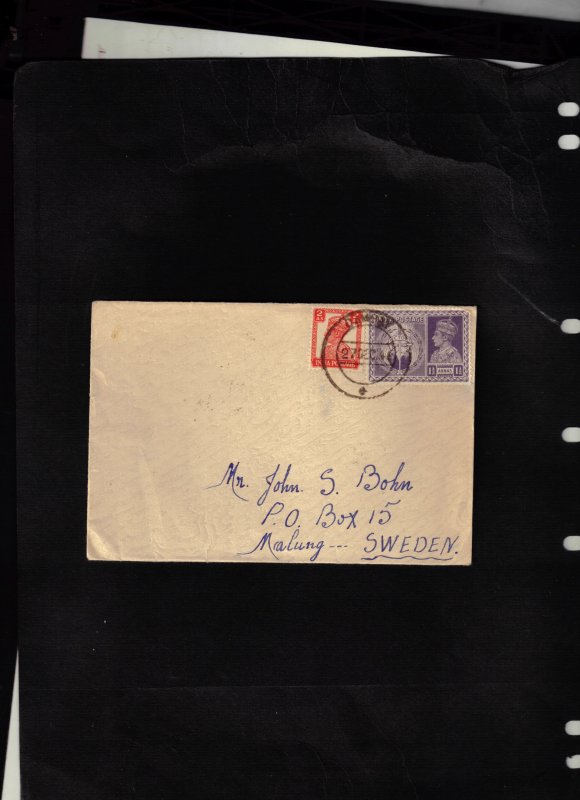 India Cover sent to Sweden (with contents)