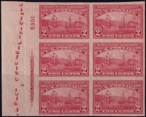 #373 Mint LH, VF, Plate number block of 6, imprint (CV $240) (CV $22 - ID4972...