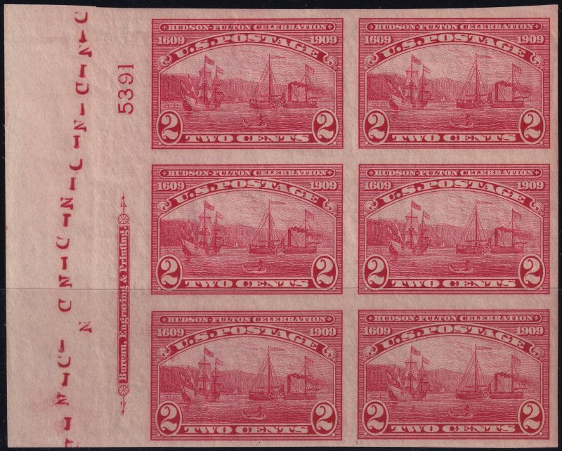 #373 Mint LH, VF, Plate number block of 6, imprint (CV $240) (CV $22 - ID4972...