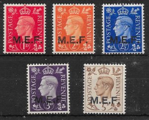 B.O.I.C.-MEF SGM1/5 1942 DEFINITIVE SET OVPT ON GB MTD MINT