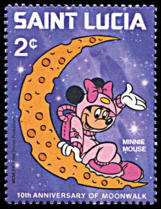 Saint Lucia 493, MNH, Disney 10th Anniversary of Lunar Landing, Minnie Mouse