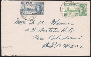 FIJI 1946 Victory set on cover to New Caledonia ex NADROGA.................A7772