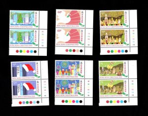 Hong Kong 1990 Christmas Set of Corner PAIRS MINT MNH (never hinged)