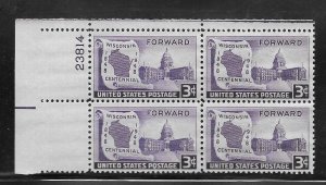#957 MNH Plate Block