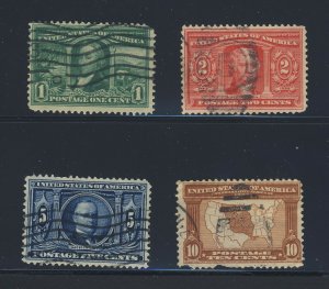 4x United States Stamps #323-1c 324-2c 326-5c 327-10c Guide Value= $65.50 USA $
