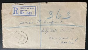 1925 Montego Bay Jamaica Registered Cover To New York Usa 