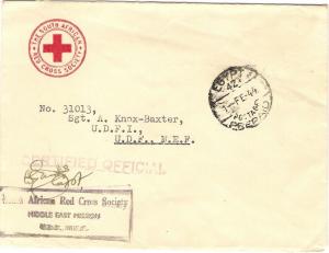 South African Red Cross Society 1944 MIDDLE EAST MISSION MEF Egypt Prepaid