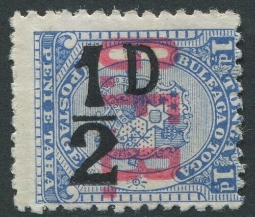 Tonga Official 1894 SGO6 ½d on 1d ultramarine G.F.B. MLH