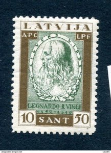 Latvia 1932 Air Post Semi Postal Aviation Pioneers Leonardo Da Vinci Perf MLH 13