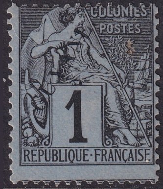 French Guiana 1892 Sc 18 MH* paper adhesion