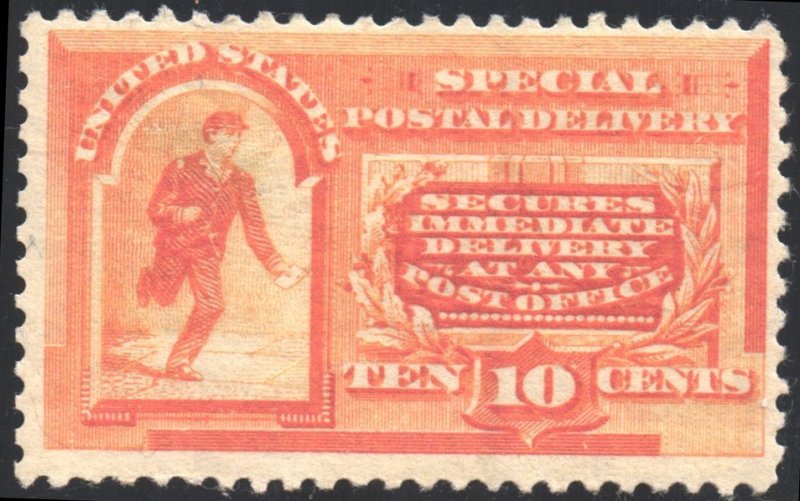 US Scott #E3 -F/VF - 10c Messenger Running Special Delivery Orange - OG - 1893