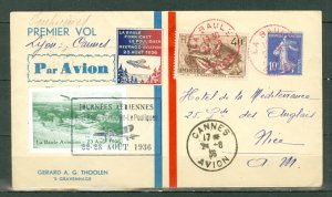 FRANCE LA BAULE 1936 AIR SHOW VIGNETTES(2) LABELS on   AIR COVER...#164 & #310