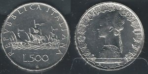 1959 Italia Lire 500 Caravelle silver FDC-MS65