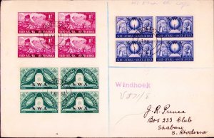 1949 South West Africa Monument FDC Sc 163-165  Blocks of 4 Shabani S. Rhodesia